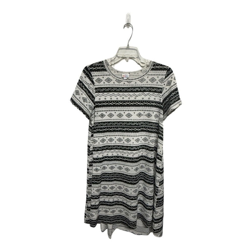 Lularoe Carly High Low Aztec Geometric Print Black White Size Large Monochrome